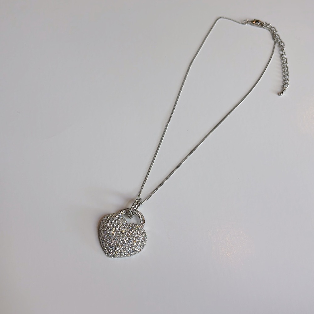 Silver heart necklace with gemstones